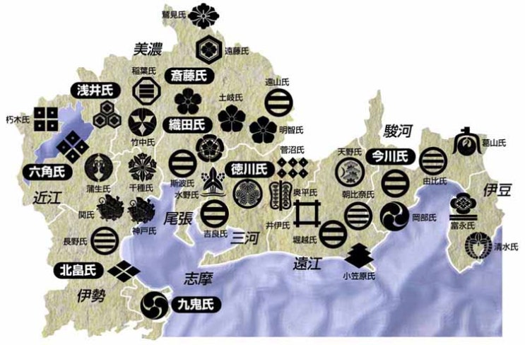  일본 센고쿠시대(전국시대) 지역별 가문지도