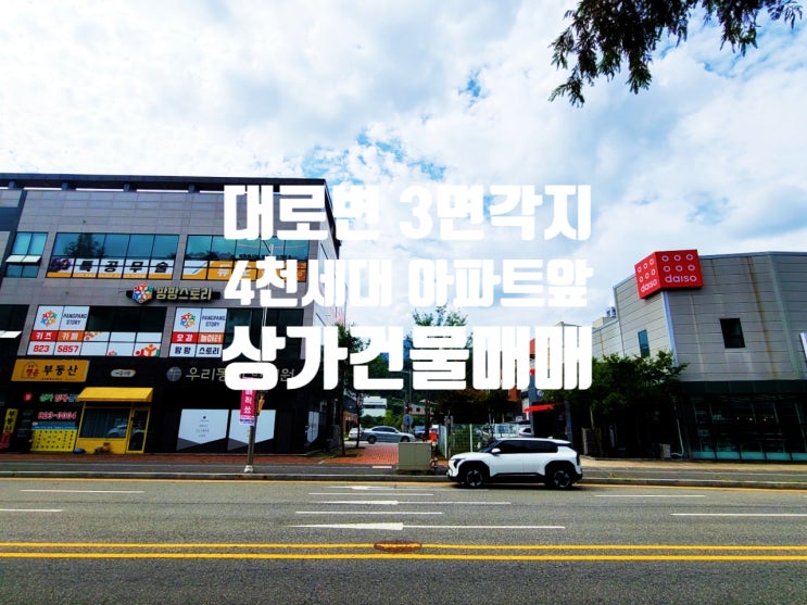  4천세대 대단지 아파트 앞 항아리 상권 3면 각지 대전 상가 건물 매매