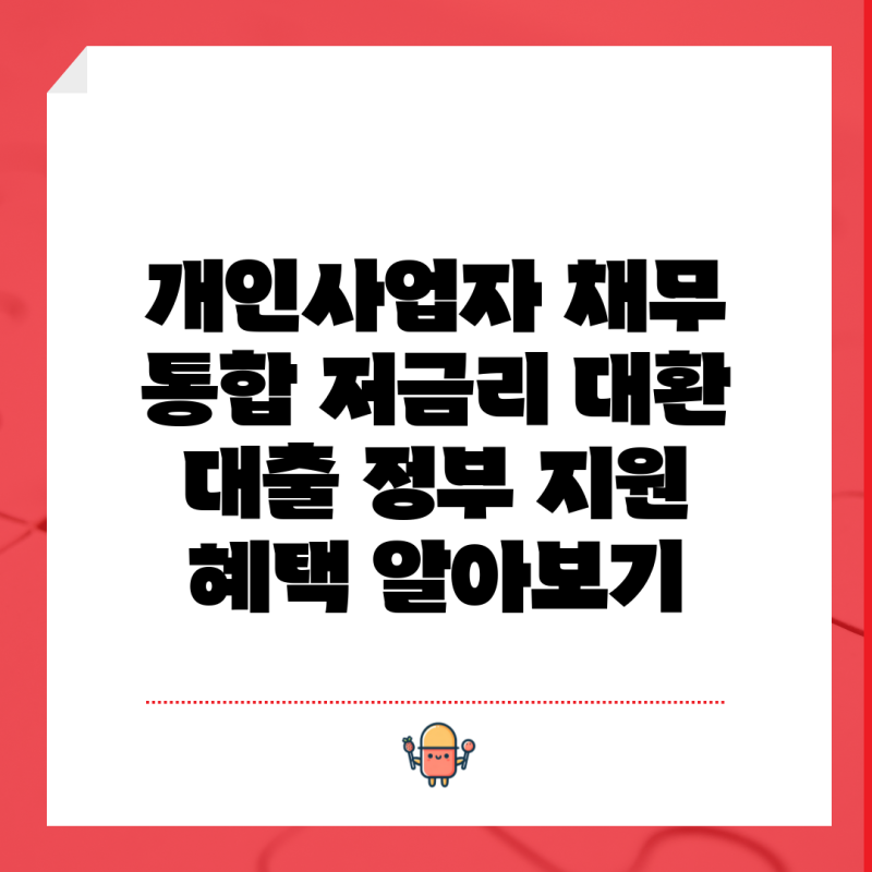 개인사업자 채무 통합 저금리 대환 대출 정부 지원 혜택 알아보기