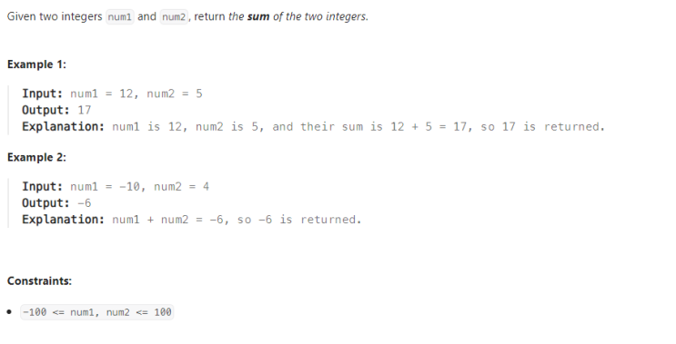  JAVA_LeetCode 2235_Add Two Integers