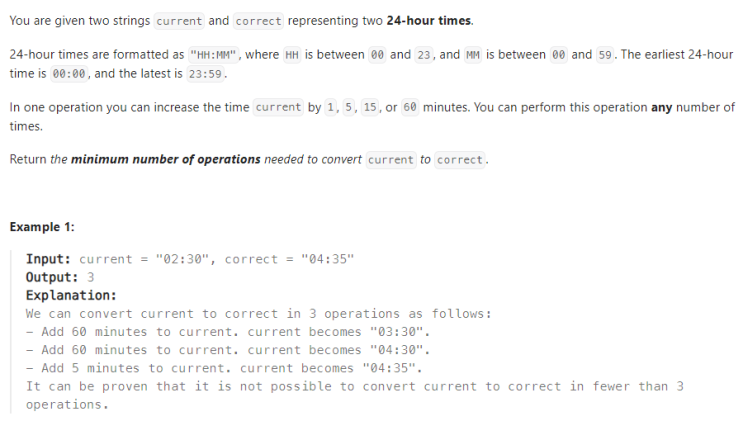  JAVA_LeetCode 2224_Minimum Number of Operations to Convert Time