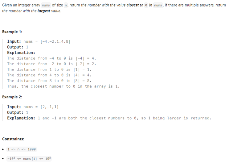  JAVA_LeetCode 2239_Find Closest Number to Zero