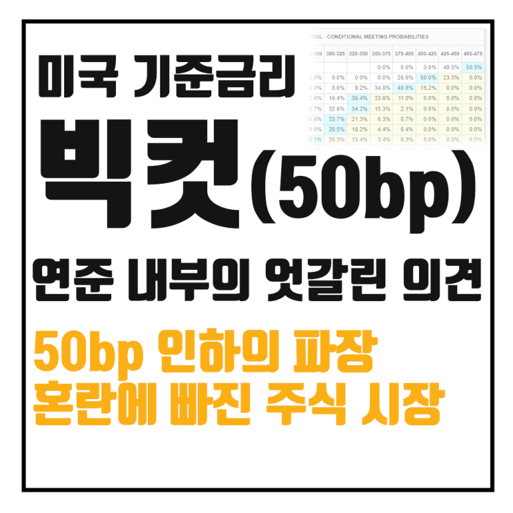  미국 기준금리 50bp 인하(빅컷)에 엇갈린 의견