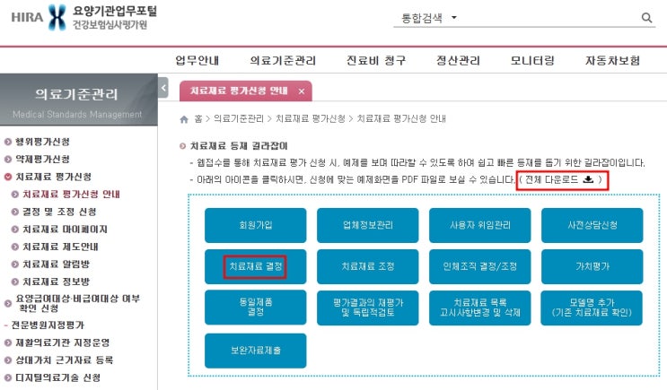  치료재료 평가신청서 및 구비서류 작성방법