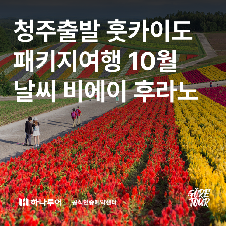  청주출발ㅣ훗카이도 여행 패키지 10월 날씨 비에이 후라노 닝구르테라스 대게무제한 행복역 가든로드 천년의숲