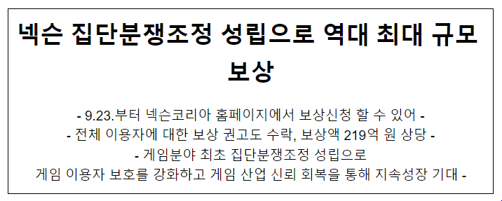 (주)넥슨코리아에 대한 집단분쟁조정 성립 (주)넥슨코리아에 대한 집단분쟁조정 성립