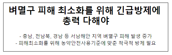 벼멸구 피해 최소화를 위해 긴급방제에 총력 다해야 벼멸구 피해 최소화를 위해 긴급방제에 총력 다해야