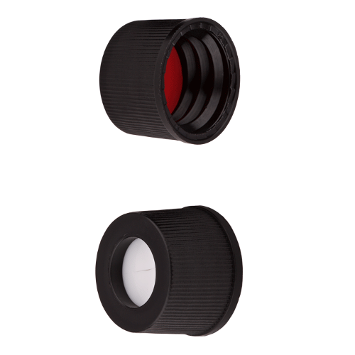  [플라스틱] 10-425mm 블랙 스크류 캡 (셉텀 접착) 10-425mm Black Screw Cap (Bonded)