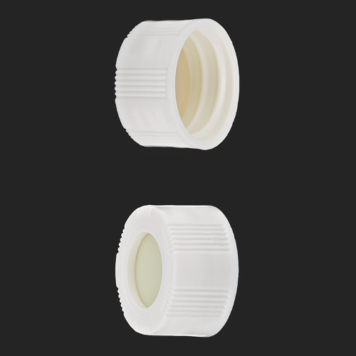  [플라스틱] 16mm 화이트 스크류 캡 (셉텀 접착) 16mm White Screw Cap (Bonded)