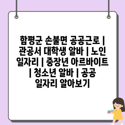  손불면, 다양한 공공근로 프로그램으로 안정적일자리 제공