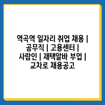  역곡역, 공무직 채용 정보와 재택알바 소식