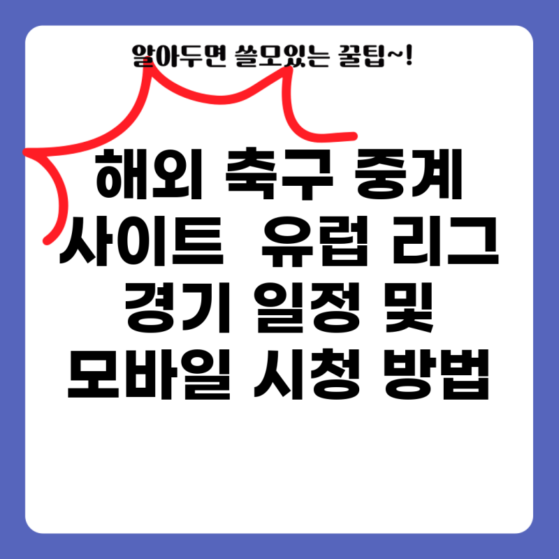 해외 축구 중계 사이트 유럽 리그 경기 일정 및 모바일 시청 방법
