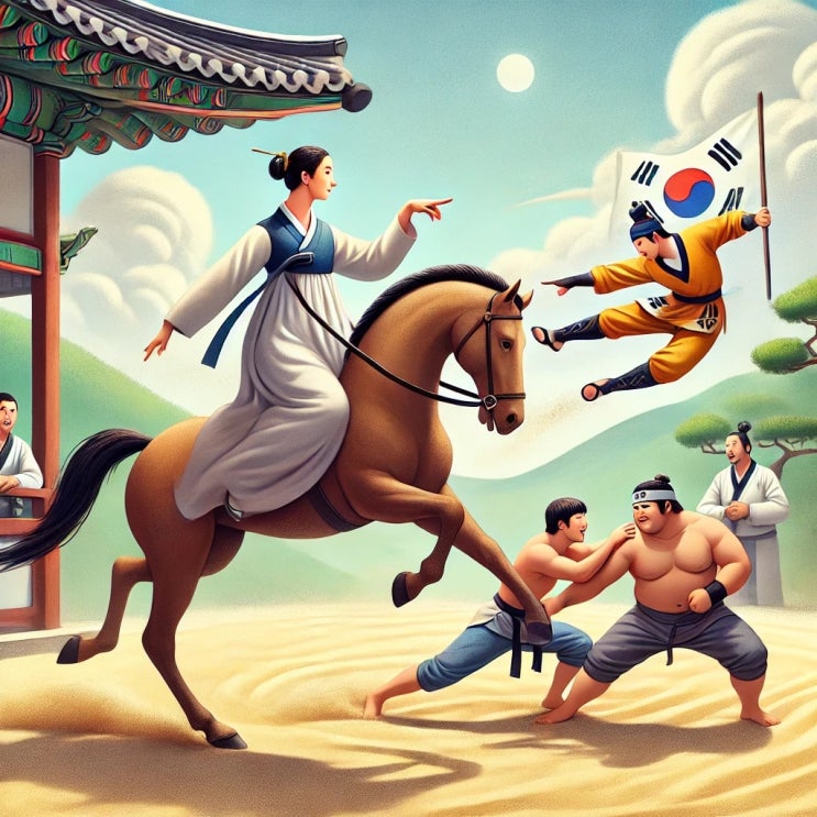  승마와 씨름, 둘 다 타고, 둘 다 잡아라!