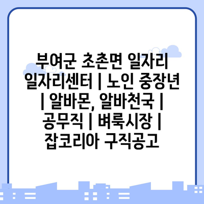  노인과 중장년층을 위한 부여군 일자리 프로그램, 다양한 취업 기회 제공