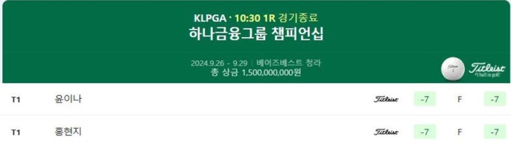 KLPGA 하나금융그룹 <b>챔피언십</b> 공동<b>선두</b> 윤이나 홍현지