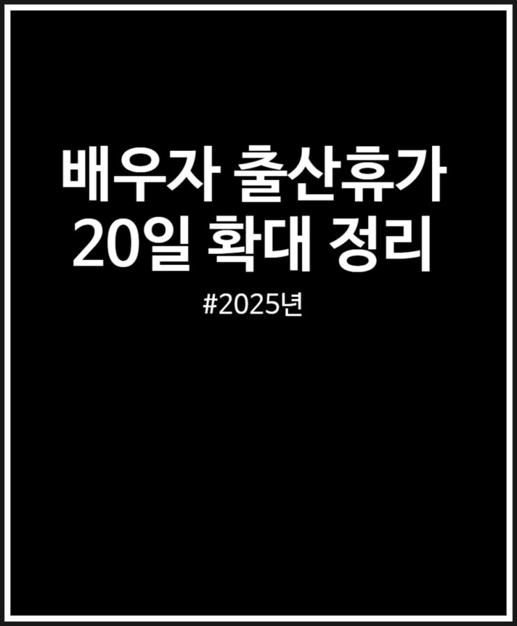  배우자 출산휴가 20일 확대 확정 정리 (feat. 2025년)