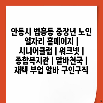  안동시, 다양한 중장년 노인 일자리