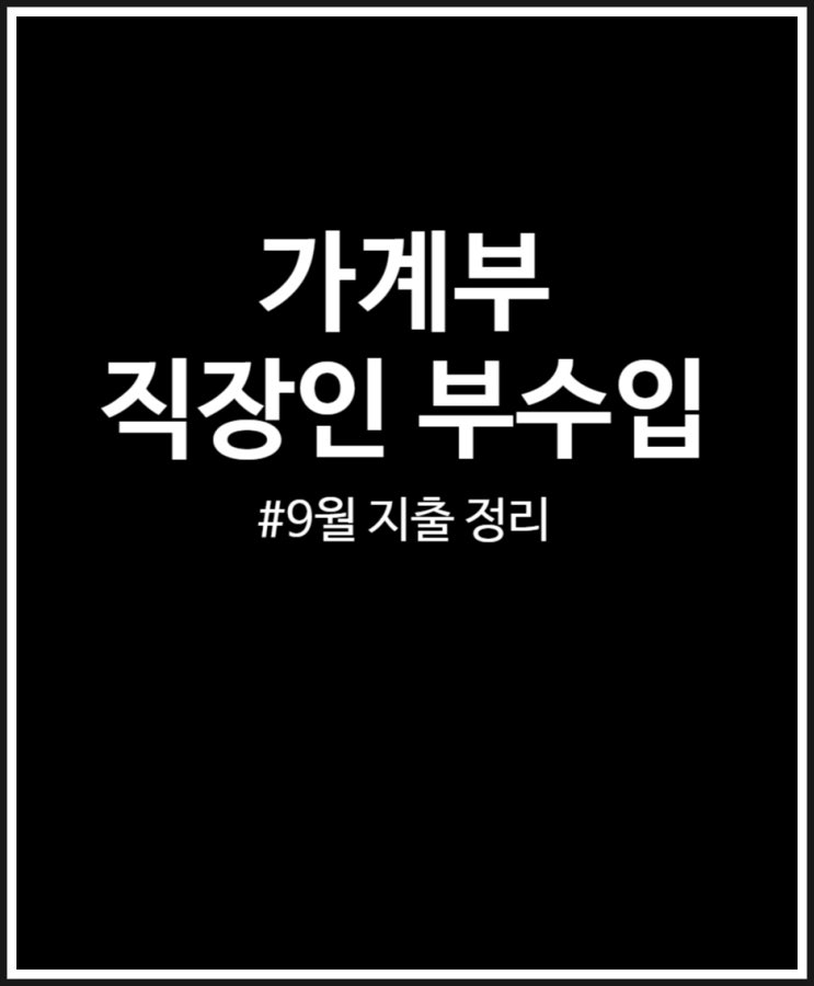  가계부 직장인 30대 9월 지출 및 부수입 정리