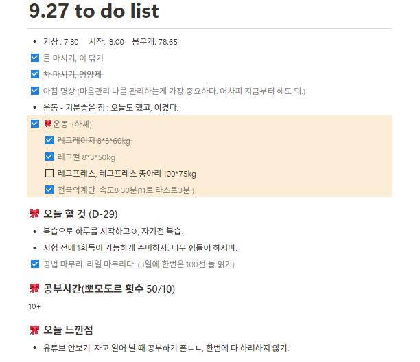  TODOLIST 계획 9.4~9.27 꾸준히하고있다