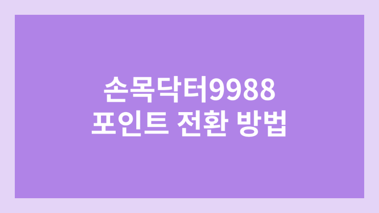 손목닥터9988 포인트 사용 방법 | 서울페이머니 전환 & 사용처