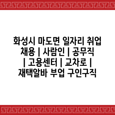  마도면 취업 정보, 다양한 선택지