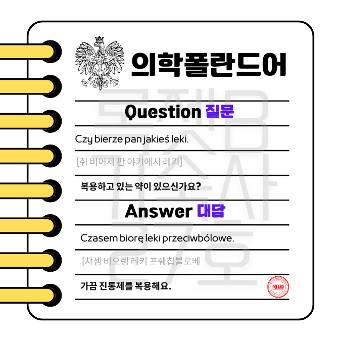  #의학폴란드어 #1question #1answer #약 #병력