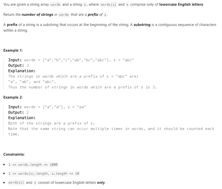  JAVA_LeetCode 2255_Count Prefixes of a Given String