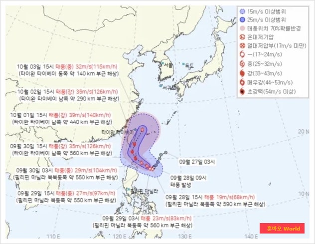 가을 태풍 '끄라톤', 개천절 전후 한반도 영향 예상…<b>남부</b>지방... 