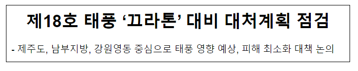 제18호 태풍 ‘끄라톤’ 대비 대처계획 점검 제18호 태풍 ‘끄라톤’ 대비 대처계획 점검