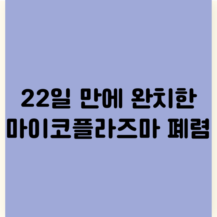  마이코플라즈마 폐렴 기침 감기 증상 격리 드디어 완치