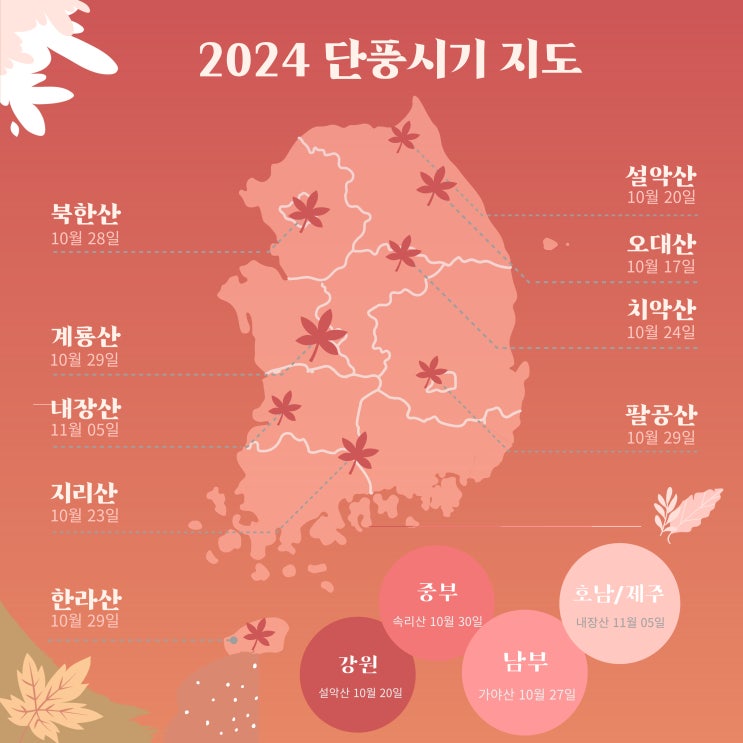 2024년 단풍시기 2024 24년 ️ 올해 지역별 올 예상 구경 단풍시기 지도 2024년 단풍시기 2024 24년 ️ 올해 지역별 올 예상 구경 단풍시기 지도