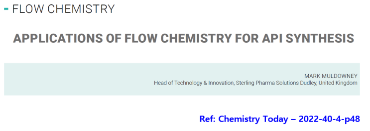 API 합성을 위한 Flow Chemistry의 적용
