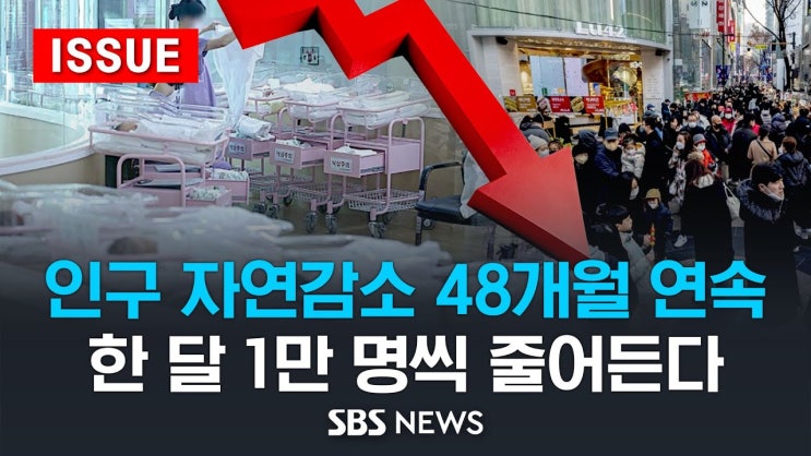 인구 자연감소 48개월 연속 .. 한 달 1만 명씩 줄어든다