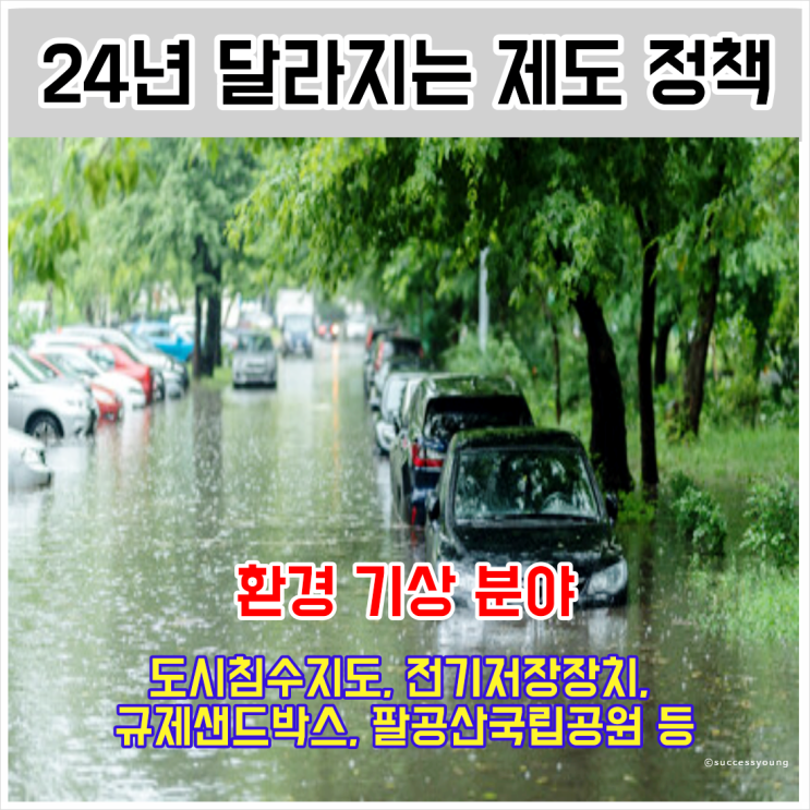  24년 달라지는 제도 정책 도시침수 지도 ess 규제 샌드박스 팔공산 국립공원 등 요약