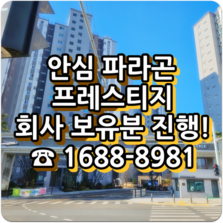  '안심 파라곤 프레스티지' 24년 회사보유분 잔여세대 소식