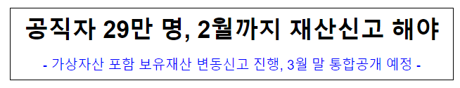 (재산심사기획과) 공직자 29만 명, 2월까지 재산신고 해야 (재산심사기획과) 공직자 29만 명, 2월까지 재산신고 해야