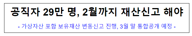 (재산심사기획과) 공직자 29만 명, 2월까지 재산신고 해야