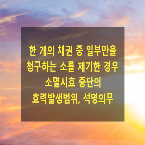  한 개의 채권 중 일부만을 청구하는 소를 제기한 경우 소멸시효 중단의 효력발생범위, 석명의무