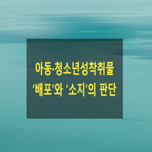  아동·청소년성착취물 ‘배포’와 ‘소지’의 판단