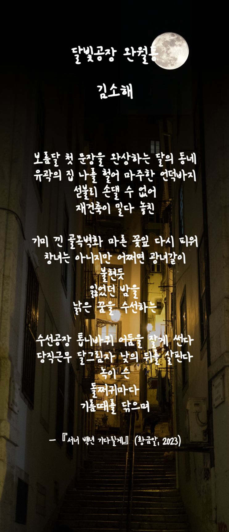  이승하 시인의 ‘내가 읽은 이 시를’(357)부산 완월동이 예전엔 말야―김소해의 「달빛공장 완월동」