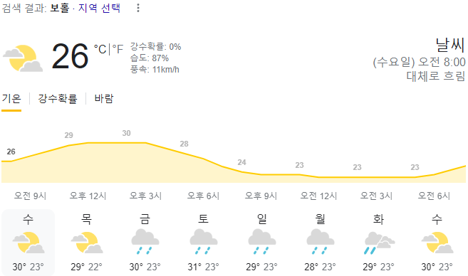  2024년 1월 3일 보홀 날씨 올려드려요