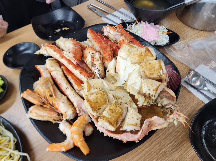  수원농수산물시장2층 식당 상차림 가격 킹크랩