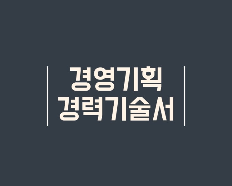  경영기획/경영관리 경력기술서 작성 요령