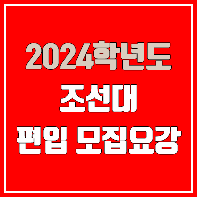 2024 조선대 편입 모집 요강 (인원·TO / 일반편입·학사편입 / 조선대학교)