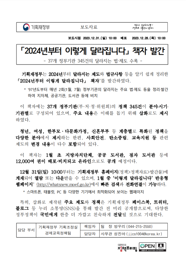 2024년 달라지는 것들!