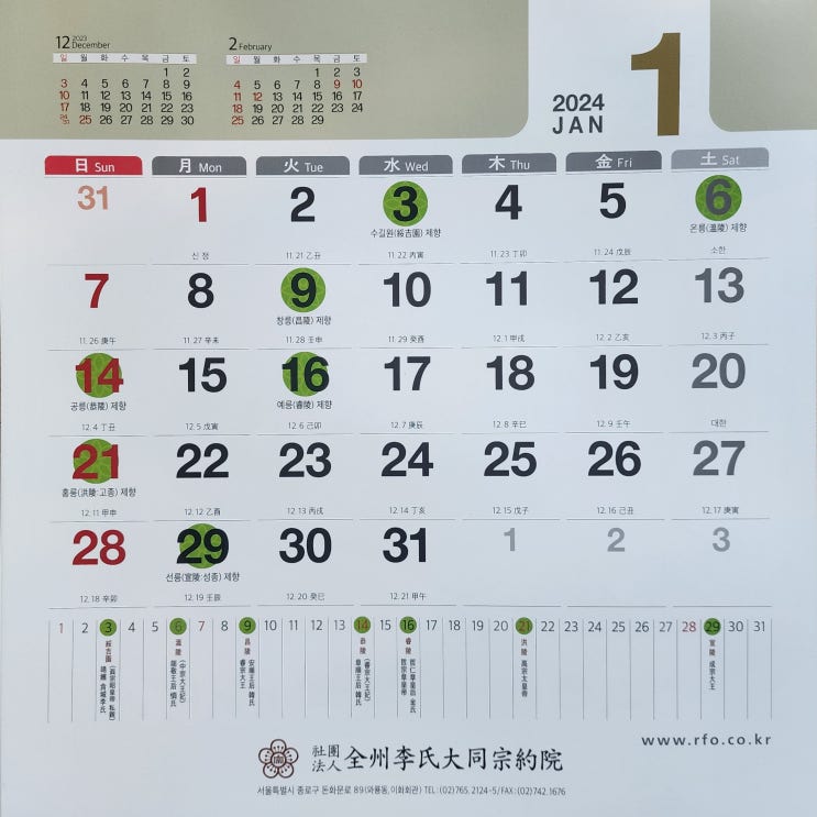  2024년 조선왕릉 제향 안내