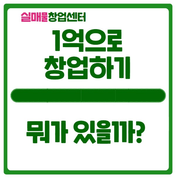 1억으로 창업 할 수 있는 아이템은 뭐가 있을까? 1억으로 창업 할 수 있는 아이템은 뭐가 있을까?
