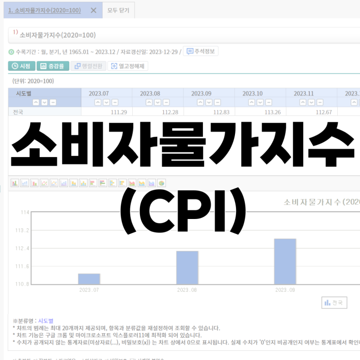  건설 경제지표 소비자물가지수(CPI) 확인하는 방법
