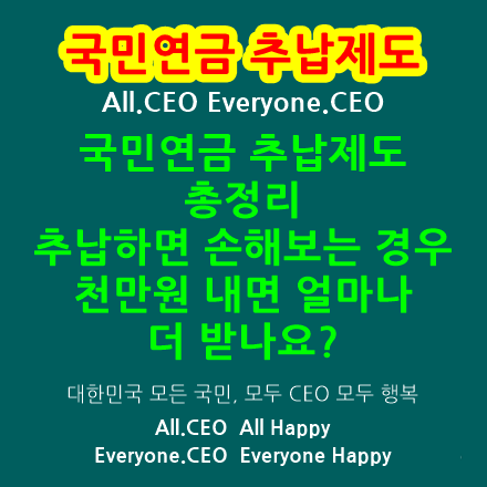  국민연금 추납(추후납부) - 국민연금추납제도 총정리,추납하면 손해보는 3가지,추납,반납,선납제도 총정리,잘못하면 1푼도 못 받을 수 있습니다,천만원내면 얼마나더받나요,땅을치고후회