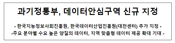 과기정통부, 데이터안심구역 신규 지정 과기정통부, 데이터안심구역 신규 지정